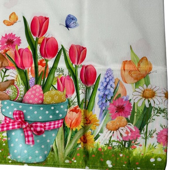 Easter Dining Tablecloth Spring Bunny Tulip Garden Egg Basket Butterflies Decor - Picture 6 of 12